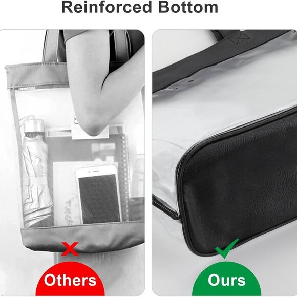 Clear Tote Bag PVC 12x6x12 Stadium Approved Water-Resistant Multipurpose - Picture 5 of 6